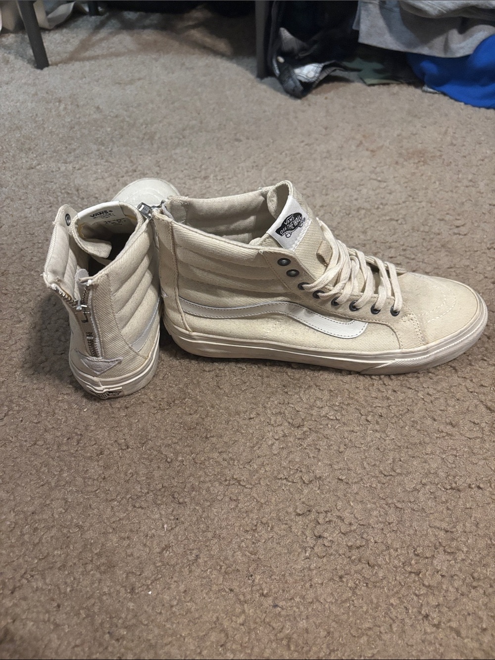 Vans Cream High-Top Suede Zip Sneakers